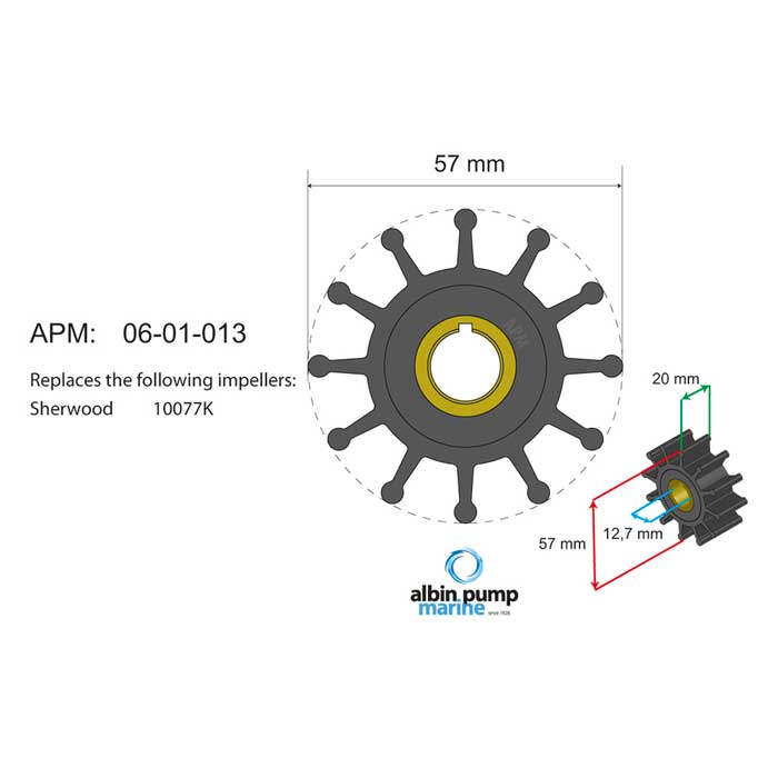 Albin Pump Impeller Kit PN 06-01-013