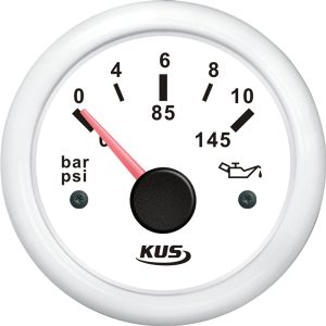Kus olietryk hvid 0-10bar, 10-184 & 240-33ohm, 12/24V