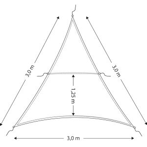 Cockpit solsejl/presenning trekantet 3 x 3 x 3m