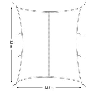 Cockpit solsejl/presenning retangulær 2,85 x 3,3m