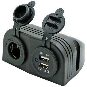 1852 påbygnings dobbelt USB udtag 5V & cigaretstik 12/24V