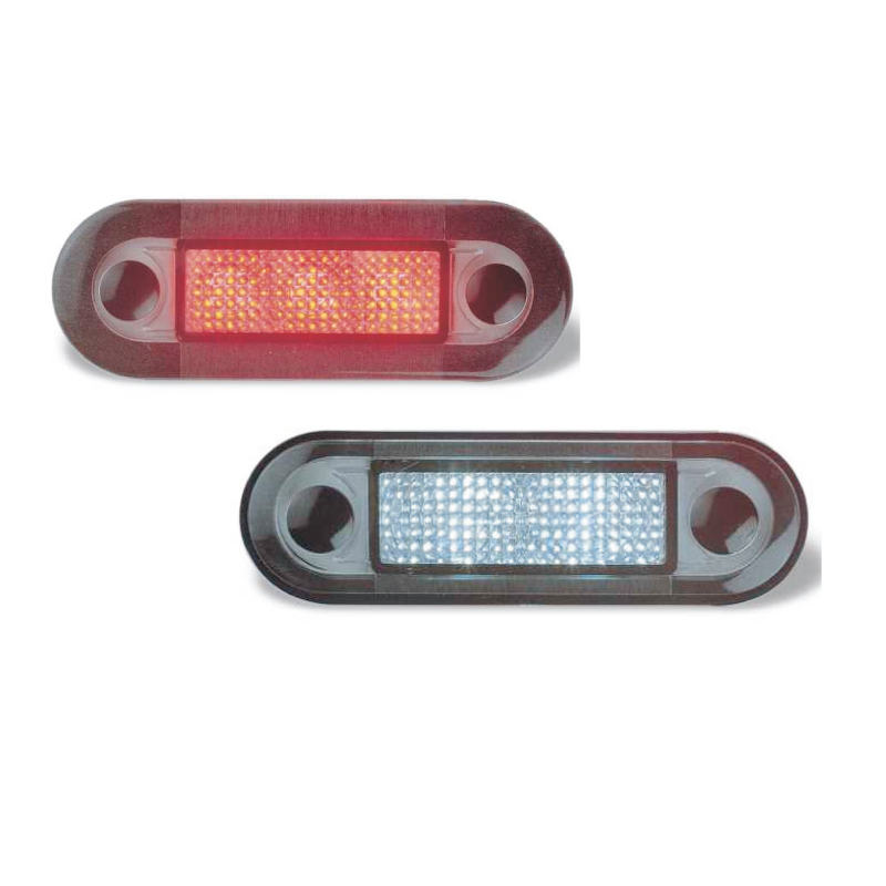 LED-lampe rød med hvid glas12V
